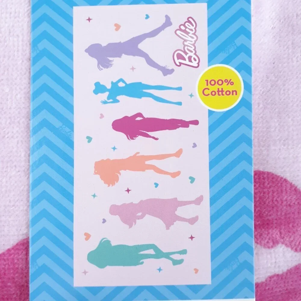 Mattel Barbie Beach Towel 28x58 Pink Hearts